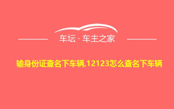 输身份证查名下车辆,12123怎么查名下车辆