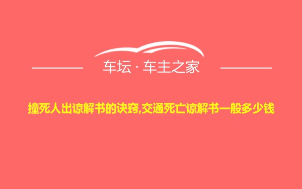 撞死人出谅解书的诀窍,交通死亡谅解书一般多少钱