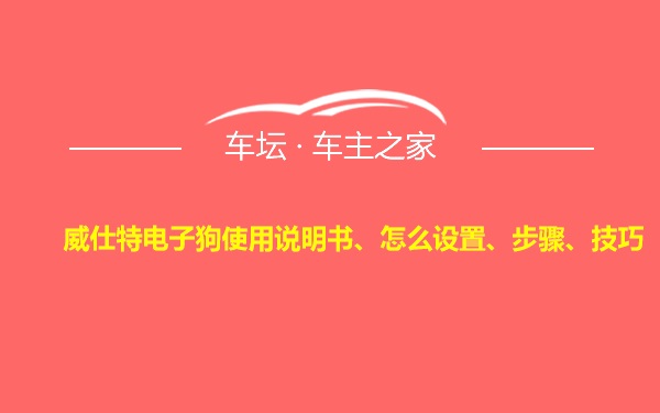 威仕特电子狗使用说明书、怎么设置、步骤、技巧