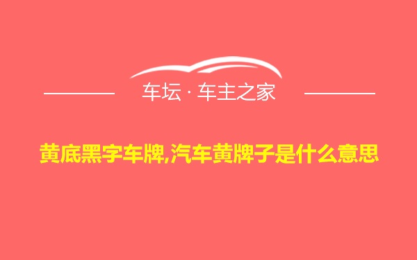 黄底黑字车牌,汽车黄牌子是什么意思