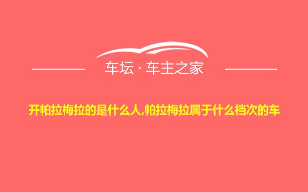 开帕拉梅拉的是什么人,帕拉梅拉属于什么档次的车