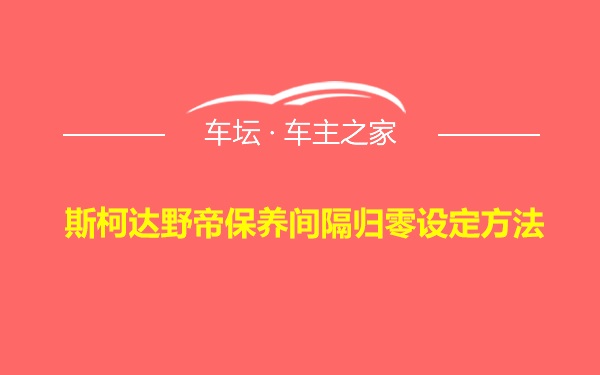 斯柯达野帝保养间隔归零设定方法