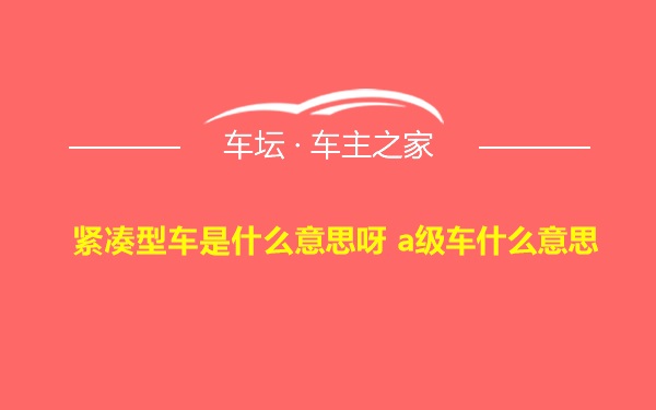 紧凑型车是什么意思呀 a级车什么意思