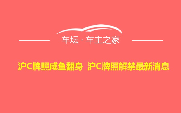 沪C牌照咸鱼翻身 沪C牌照解禁最新消息