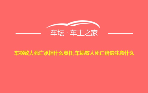 车祸致人死亡承担什么责任,车祸致人死亡赔偿注意什么