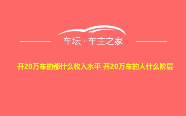 开20万车的都什么收入水平 开20万车的人什么阶层