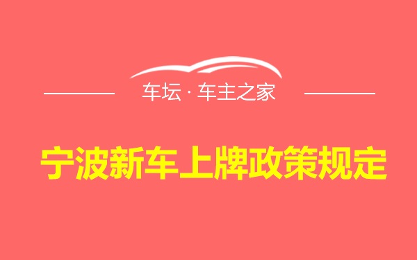 宁波新车上牌政策规定