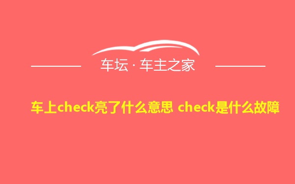 车上check亮了什么意思 check是什么故障