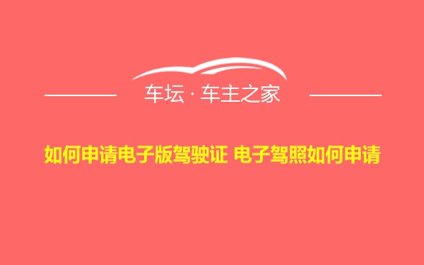 如何申请电子版驾驶证 电子驾照如何申请