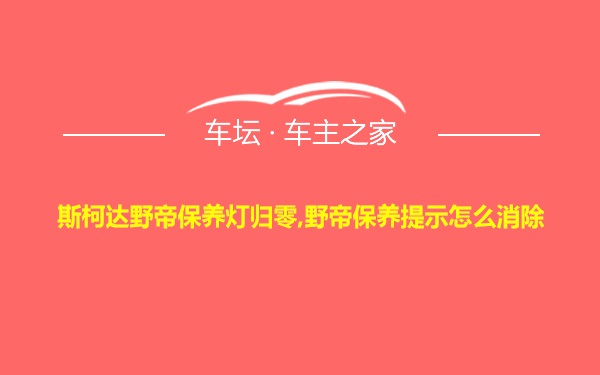 斯柯达野帝保养灯归零,野帝保养提示怎么消除