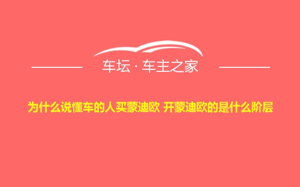 为什么说懂车的人买蒙迪欧 开蒙迪欧的是什么阶层