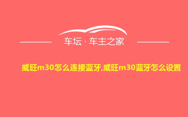 威旺m30怎么连接蓝牙,威旺m30蓝牙怎么设置