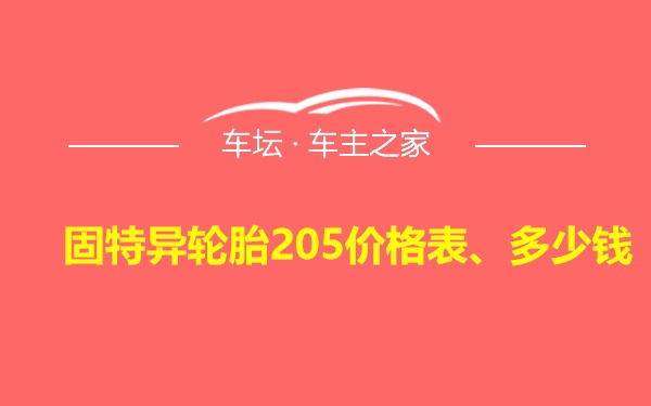 固特异轮胎205价格表、多少钱