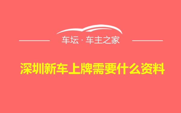 深圳新车上牌需要什么资料