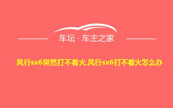 风行sx6突然打不着火,风行sx6打不着火怎么办