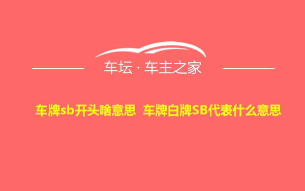 车牌sb开头啥意思 车牌白牌SB代表什么意思