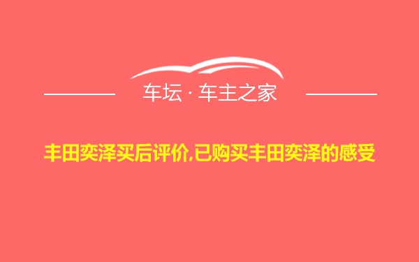 丰田奕泽买后评价,已购买丰田奕泽的感受