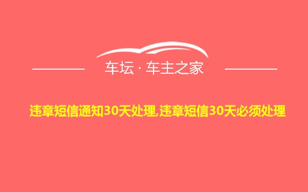 违章短信通知30天处理,违章短信30天必须处理