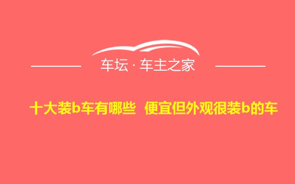 十大装b车有哪些 便宜但外观很装b的车