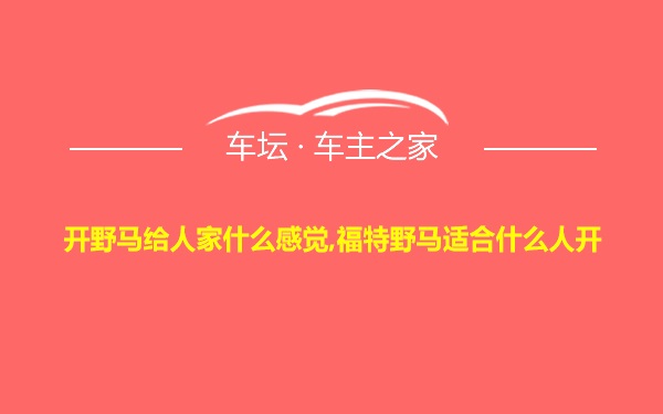 开野马给人家什么感觉,福特野马适合什么人开