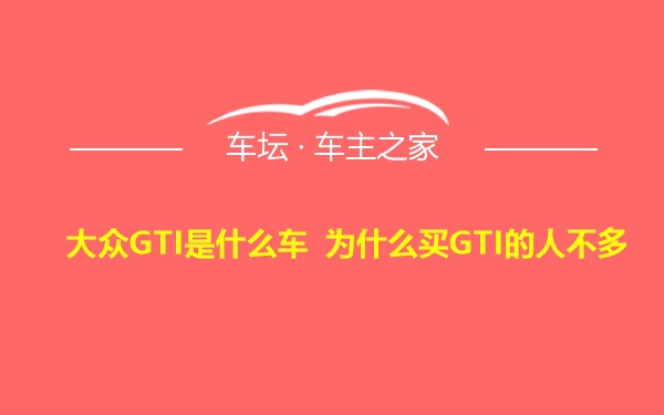 大众GTI是什么车 为什么买GTI的人不多