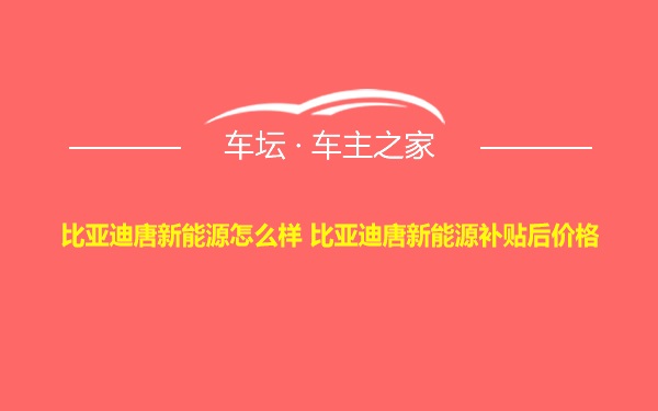 比亚迪唐新能源怎么样 比亚迪唐新能源补贴后价格