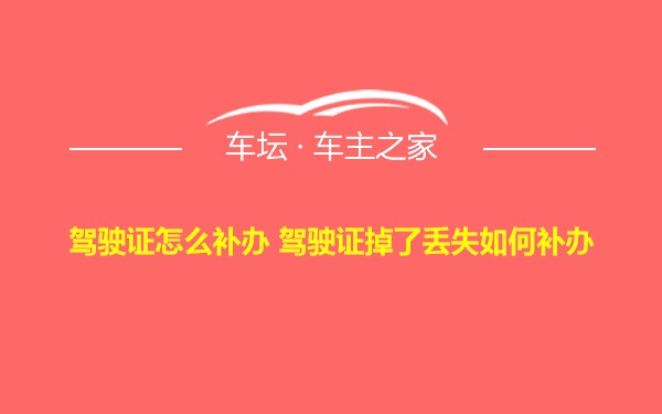 驾驶证怎么补办 驾驶证掉了丢失如何补办