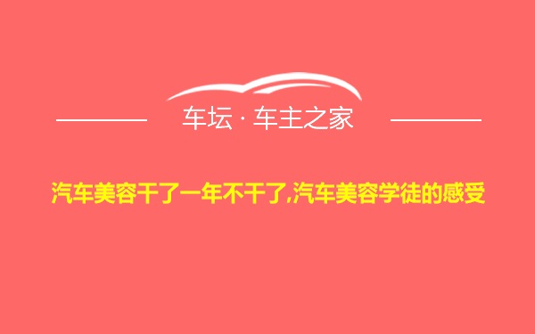 汽车美容干了一年不干了,汽车美容学徒的感受