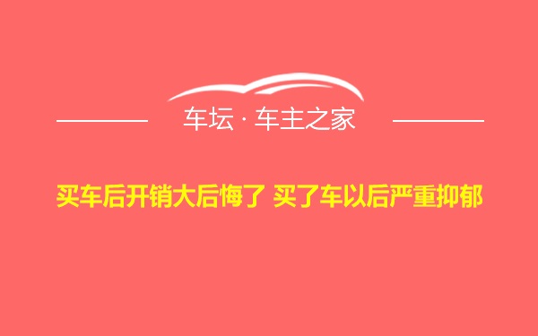 买车后开销大后悔了 买了车以后严重抑郁