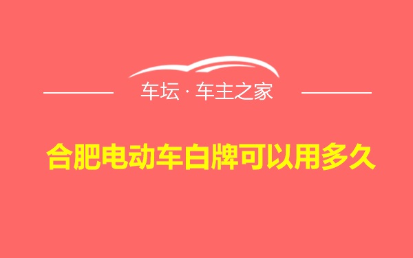 合肥电动车白牌可以用多久