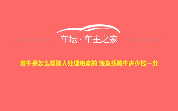 黄牛是怎么帮别人处理违章的 违章找黄牛多少钱一分