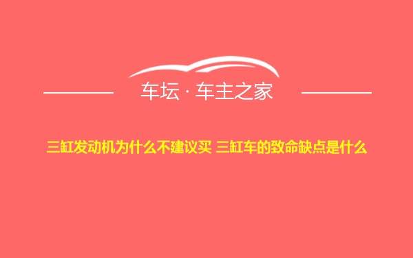 三缸发动机为什么不建议买 三缸车的致命缺点是什么