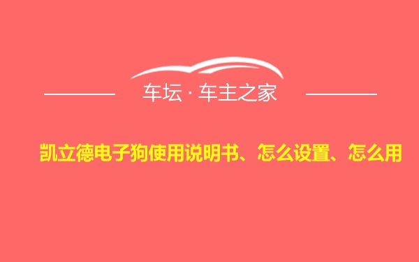 凯立德电子狗使用说明书、怎么设置、怎么用