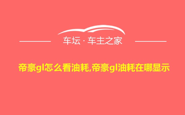 帝豪gl怎么看油耗,帝豪gl油耗在哪显示