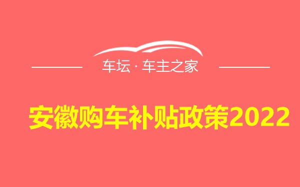 安徽购车补贴政策2022