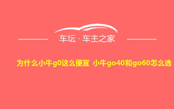 为什么小牛g0这么便宜 小牛go40和go60怎么选