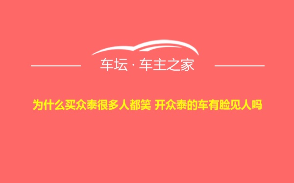 为什么买众泰很多人都笑 开众泰的车有脸见人吗