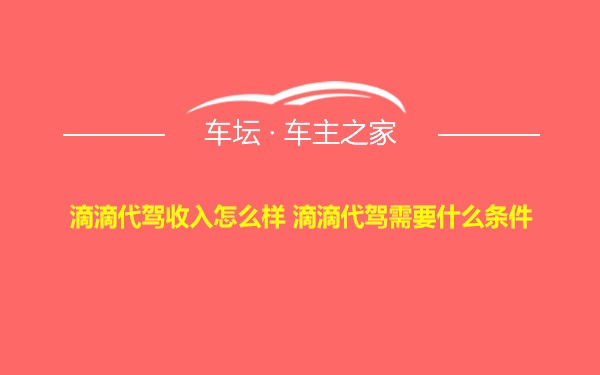 滴滴代驾收入怎么样 滴滴代驾需要什么条件