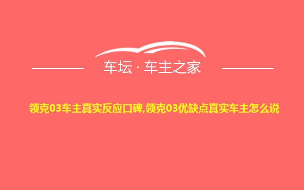 领克03车主真实反应口碑,领克03优缺点真实车主怎么说