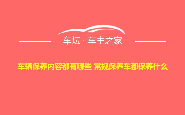 车辆保养内容都有哪些 常规保养车都保养什么