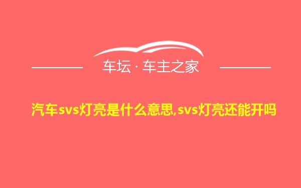 汽车svs灯亮是什么意思,svs灯亮还能开吗