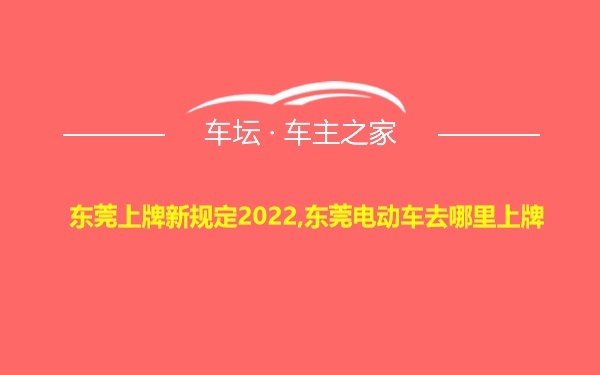 东莞上牌新规定2022,东莞电动车去哪里上牌