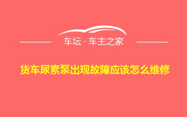 货车尿素泵出现故障应该怎么维修