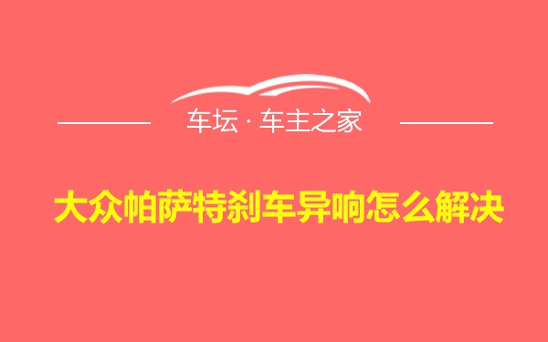 大众帕萨特刹车异响怎么解决