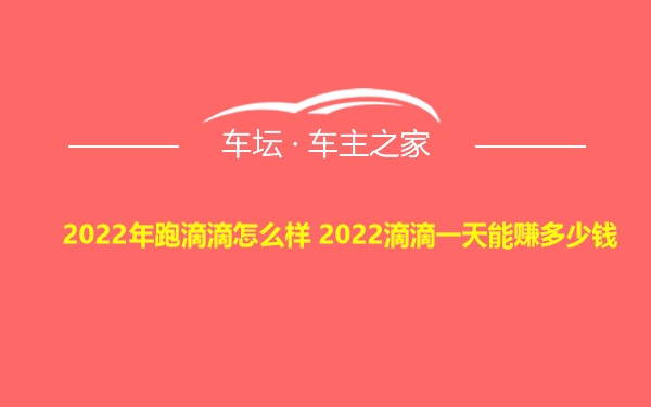 2022年跑滴滴怎么样 2022滴滴一天能赚多少钱