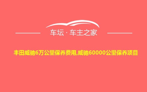 丰田威驰6万公里保养费用,威驰60000公里保养项目