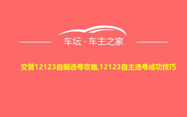 交管12123自编选号攻略,12123自主选号成功技巧