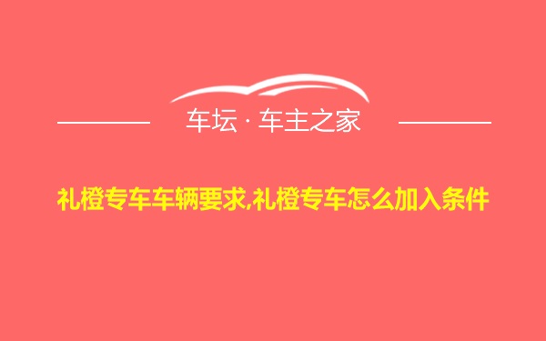 礼橙专车车辆要求,礼橙专车怎么加入条件