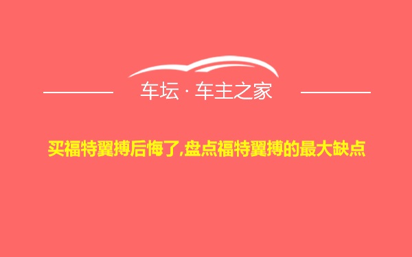 买福特翼搏后悔了,盘点福特翼搏的最大缺点