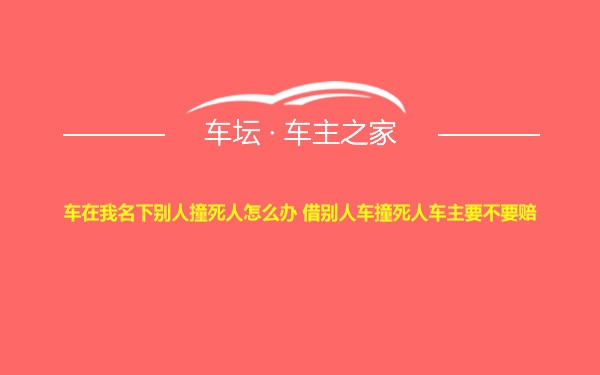 车在我名下别人撞死人怎么办 借别人车撞死人车主要不要赔